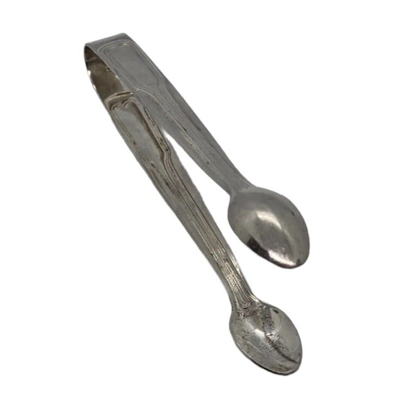 Vintage K&Y Korea Silver Plate 4.5" Sugar Tongs Midcentury Style Christmas Gift - Picture 3 of 11